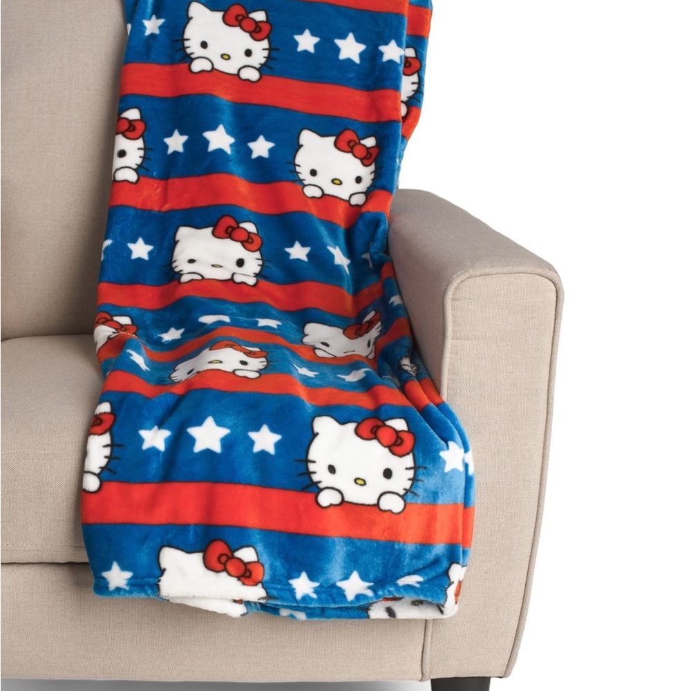 Sanrio Hello Kitty Blue and Red Throw Blanket